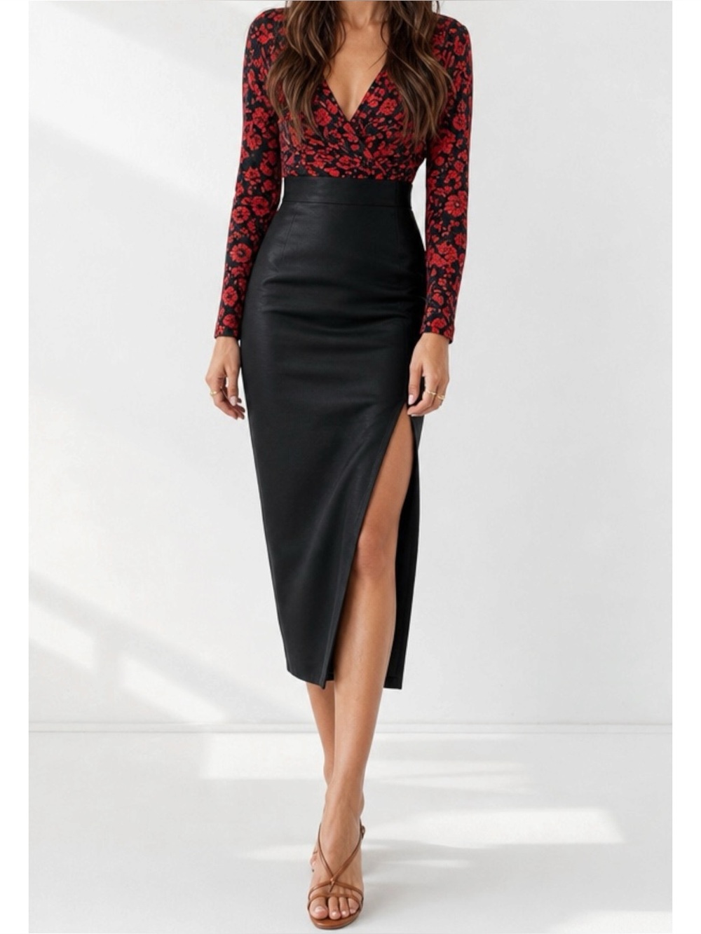 SÉZANE Madelyn Linen-Blend Midi Skirt, Black, FR40/US8